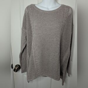 American Eagle Womens Knit Sweater Beige Stretch Pullover, Size Large